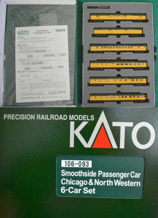 Chicago&north Western C&nw 6 Car Pass Bookcase Set Kato 106 - 093 N Scale Au9s8