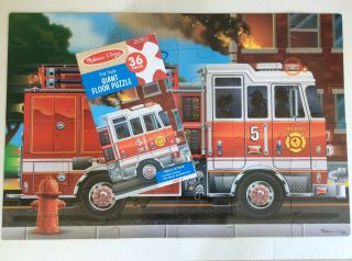 Melissa & Doug Fire Engine Truck Vehicle Giant Floor Puzzle 34x22 Preschool