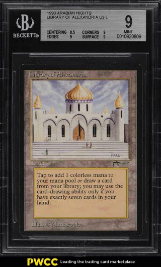 1993 Magic The Gathering Arabian Nights Library Of Alexandria U3 L Bgs 9 (pwcc)