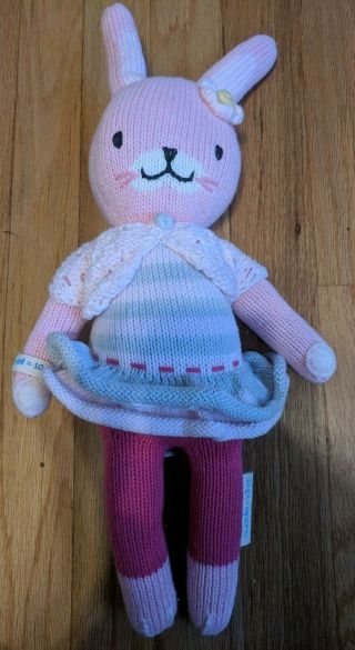 Cuddle,  Kind Chloe The Bunny Rabbit 14 " Plush Toy Peruvian Cotton Hand Knit