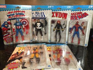 Marvel Legends Retro Wave 1 Set Of 6 Pizza Spider - Man Wolverine Widow Iron Man