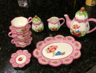 Strawberry Shortcake Hand - Painted Porcelain Tea Set 13 Pc