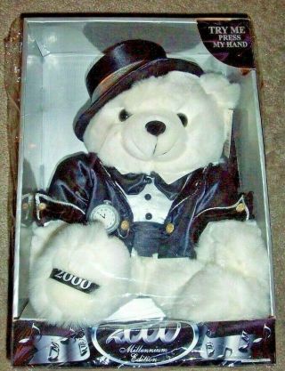 Millenium Teddy Bear Large White Special Dan Dee 2000 Year Party Tuxedo Mib
