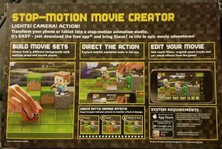 NIB Mattel Mojang Minecraft Stop - Motion Movie Creator Kit w/ 4 Exclusive Figures 2
