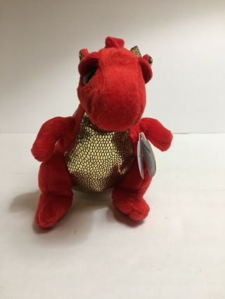 Ty Beanie Babies Legend Red & Gold Dragon 6” Rare Retired Sparkle Wings Eyes