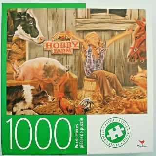 Jigsaw Puzzle 1000 Pc Cardinal Hobby Farm Animals Pig Cow Horse Cat Rooster Dog