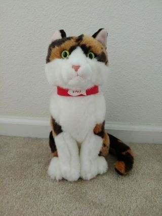 Fao Schwarz Toys R Us Large 12 In Calico Sitting Cat Kitten Stuffed Plush Toy