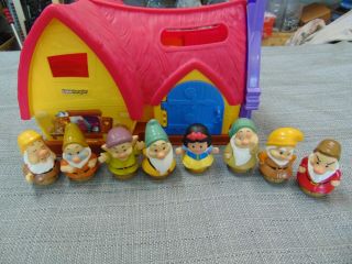 Fisher Price Little People Disney Snow White 7 Dwarfs Musical Cottage House
