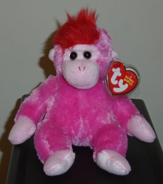 Ty Beanie Baby Charmer The Pink Monkey (6 Inch) Mwmt