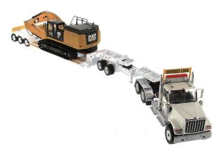 Cat 1/50 Diecast Hx520 Tractor&lowboy Trailer 349f Lxe Excavator Truck Dm 85600
