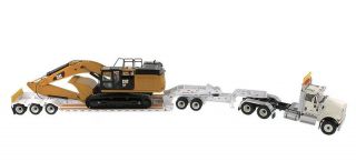 CAT 1/50 Diecast HX520 Tractor&Lowboy Trailer 349F LXE Excavator Truck DM 85600 2