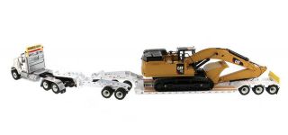 CAT 1/50 Diecast HX520 Tractor&Lowboy Trailer 349F LXE Excavator Truck DM 85600 3