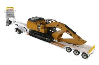 CAT 1/50 Diecast HX520 Tractor&Lowboy Trailer 349F LXE Excavator Truck DM 85600 6
