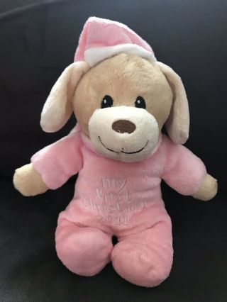 Dandee My First Christmas 2011 Plush Dog With Hat Pink Rare Puppy Stuffed Animak