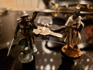Pair Painted Toy Tin Soldiers 54 Mm.  Elite Knight Of The Teutonic 13th Century.