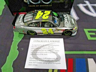2011 JEFF GORDON AUTOGRAPHED SIGNED 24 100TH CHEV ANNIVERSARY 1/24 CAR.  1/100 3