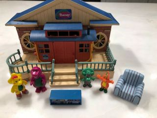 Barney Toy School House Train Station Playset With 4 Figures Lyons 2007