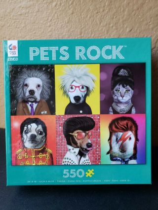 Pets Rock 550 Piece Puzzle Michael Jackson Elvis Bowie Einstein Hepburn Ceaco