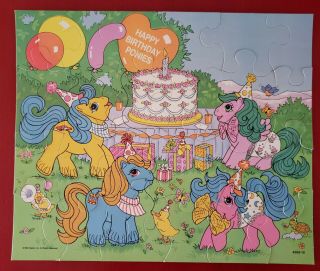 Vintage My Little Pony Happy Birthday Ponies 24 Piece Puzzle 100 Complete 12x15