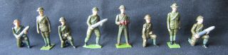 Britains Toy Lead Soldiers Gun Detachment Standing Kneeling Shells Officer 1730