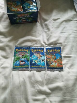 3x All Artworks Pokemon Base Set Booster Packs - Box Fresh - All Weighed Light