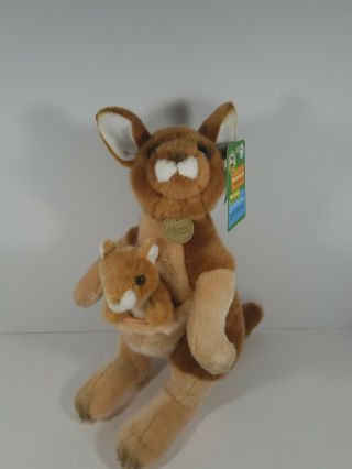 Kangaroo Plush Toy By Aurora With Little Joey Stuffed Animal 13 Inch Miyoni