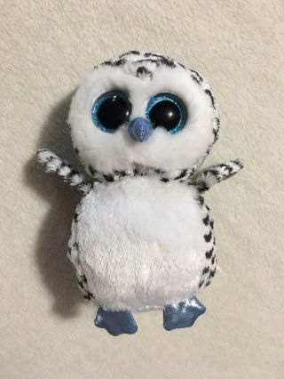 Ty Beanie Boo Lucy The Black And White Owl W/ Blue Sparkle Eyes,  6 Inch