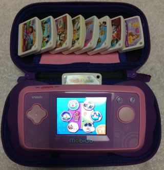 Vtech Mobigo Touch Learning System Purple Pink 9 Games Tangled Dora Disney Case