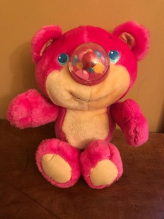 Vintage Playskool Nosy Bear Plush Pink Cream Balloon Nose