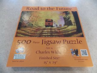 Sunsout 500 Pc Puzzle Road To The Future School Bus Scene 100 Complete