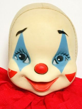 Vintage Gund Rubber Plastic Face Clown Red Blue Yellow White Stuffed Plush Toy 3