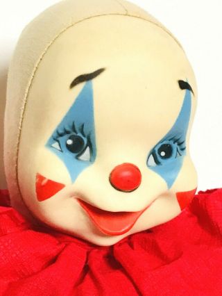 Vintage Gund Rubber Plastic Face Clown Red Blue Yellow White Stuffed Plush Toy 4