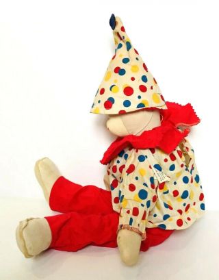 Vintage Gund Rubber Plastic Face Clown Red Blue Yellow White Stuffed Plush Toy 5