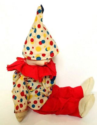 Vintage Gund Rubber Plastic Face Clown Red Blue Yellow White Stuffed Plush Toy 6