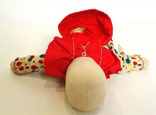 Vintage Gund Rubber Plastic Face Clown Red Blue Yellow White Stuffed Plush Toy 8