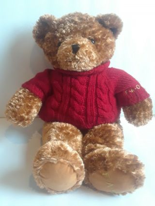 18 " F.  A.  O Schwarz Light Brown Bear Stuffed Animal With Red Sweater Plush