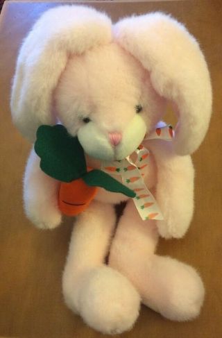 Chrisha Playful Plush Pink Bunny With Carrot 17 "