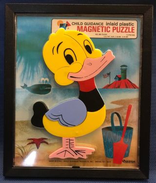 Vintage Questor Child Guidance Inlaid Plastic Magnetic Duck Puzzle 10 Piece 901