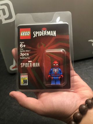 Sdcc 2019 Lego Exclusive Marvel Ps4 Spider - Man Minifigure Mini - Fig - In Hand