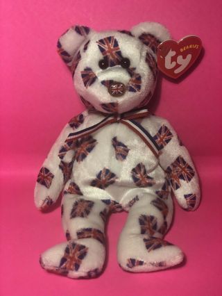Ty Beanie Baby Jack - The Uk Bear (flag Nose Version)