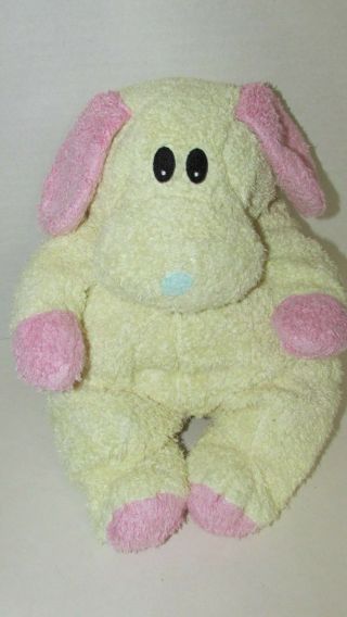 Ty Baby Dogbaby Rattle Plush Yellow Pink Puppy Dog Sewn Eyes Soft Toy 1999