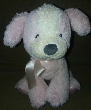 Baby Gund My First Puppy Dog Pink White 319782 Plush Stuffed Animal Satin Bow