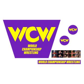 Wwf/wwe Mattel Retro Wcw Yellow Logo Custom Ring Stickers/decals