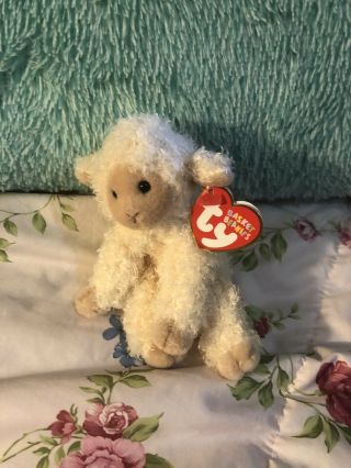 Ty Meekins The Lamb Beanie Baby - Retired - Basket Beanie With Tag