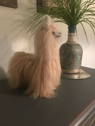 Alpaca Standing Stuffed Animal Plush Alpaca Fur Long Hair Soft 12 Inches Tan