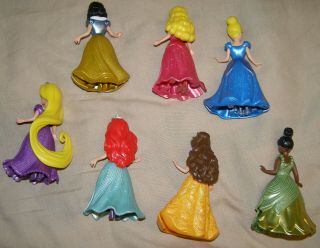 x7 Disney Princess Magiclip Magic Clip Dolls w/ Dresses Ariel Belle Tiana Aurora 4