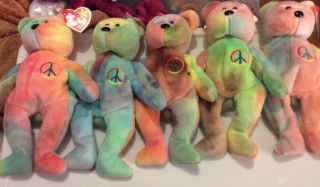 5 Ty Peace Bear S Beanie Babies.  February 1 1996.