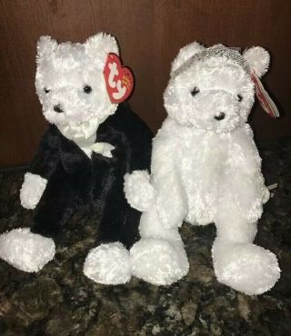 Nwt Ty Beanie Baby Bride And Groom Wedding Bears 2002
