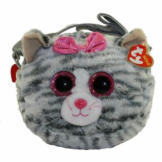 Ty Beanie Boo 8 " Kiki The Cat Gear Plush Stuffed Animal Toy Purse W/ Strap Mwmts