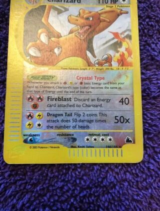 Pokemon Crystal Charizard Skyridge Reverse Holo 146/144 LP Very Rare 3